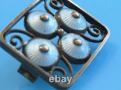 Flawless Aksel Holmsen 925s Frosty Petite Swirl & Dome Blue Enamel Pin Brooch