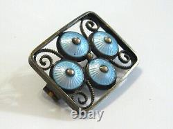 Flawless Aksel Holmsen 925s Frosty Petite Swirl & Dome Blue Enamel Pin Brooch