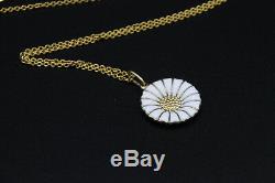 GEORG JENSEN Daisy Gilded & White Enamel Silver Chain w Pendant 18 mm