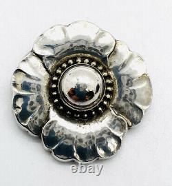GEORG JENSEN Denmark Sterling Silver Flower Brooch #189 B Signed Vintage Jewelry
