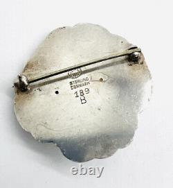 GEORG JENSEN Denmark Sterling Silver Flower Brooch #189 B Signed Vintage Jewelry