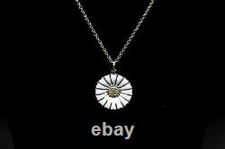GEORG JENSEN Gilded Daisy Sterling Necklace with White Enamel 18 mm