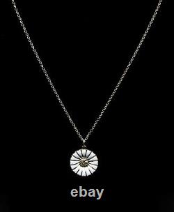 GEORG JENSEN Gilded Daisy Sterling Necklace with White Enamel 18 mm