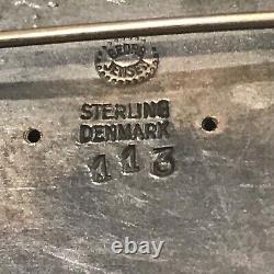 GEORG JENSEN & WENDEL DENMARK STERLING SILVER 113 PANSY FLOWER PIN BROOCH 50's