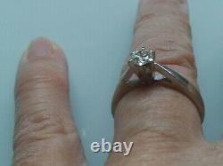 GIFA Scandinavian Vintage 14k White Gold Diamond Open Women's Solitaire Ring 6.5