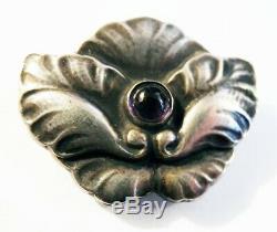 Georg JENSEN Pin G I Denmark 830 Silver Amethyst 1915 1930 EARLY Brooch # 107