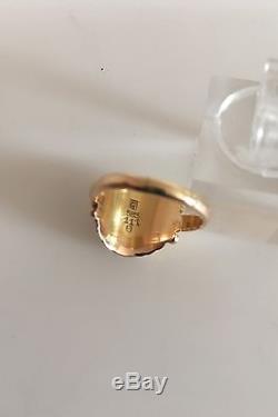 Georg Jensen 14K Gold Ring #111 with Red Stone