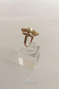 Georg Jensen 14K Gold Ring with Pearl #106