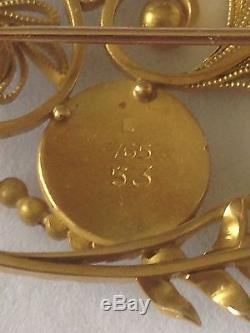 Georg Jensen 18K Gold Brooch #53 from 1933-1944. Measures 6,1cm x 3cm