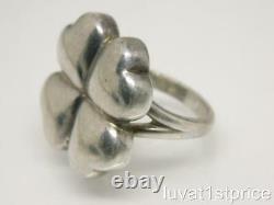 Georg Jensen 4 Leaf Clover #'d 387 Denmark 925S Sterling Silver Ring 6.5 Vintage