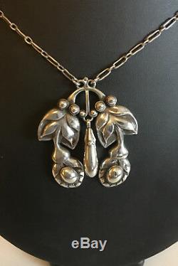 Georg Jensen 830 Silver Art Nouveau Necklace with Silverstones No 26