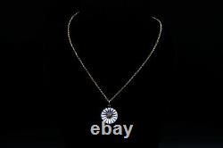 Georg Jensen 925S Gilded Silver Necklace w White Daisy Pendant Denmark