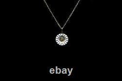 Georg Jensen 925S Gilded Silver Necklace w White Daisy Pendant Denmark 18 mm
