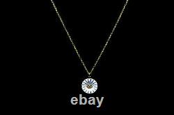 Georg Jensen 925S Gilded Silver Necklace w White Daisy Pendant Denmark 18 mm