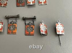 Georg Jensen Christian X Pins Different Designs WWII 925S Silver Lot 12 Pieces