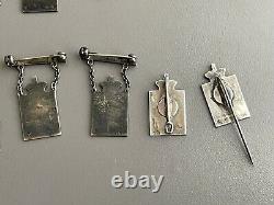 Georg Jensen Christian X Pins Different Designs WWII 925S Silver Lot 12 Pieces