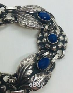Georg Jensen Denmark Antique Sterling Silver Blue Lapis Lazuli Bracelet No. 3
