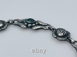 Georg Jensen Denmark Antique Sterling Silver Green Chrysoprase Necklace No. 10