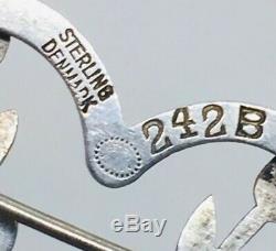 Georg Jensen Denmark Antique Sterling Silver Heart Leaf Vine Pin 242B