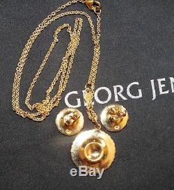 Georg Jensen Denmark Silver Daisy Pendant 18 mm and Earrings 11 mm