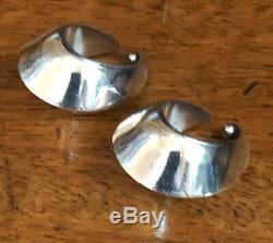Georg Jensen Denmark Vintage Sterling Silver Modernist Ear Cuffs Earrings 126 B