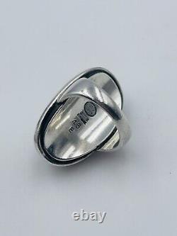 Georg Jensen Denmark Vintage Sterling Silver Modernist Hematite Ring No. 46 E