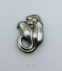 Georg Jensen Denmark Vintage Sterling Silver Tulip Flower Pin No. 100B