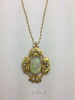 Georg Jensen Gold Pendant 49 Opal & Pearls