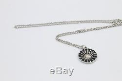 Georg Jensen Rhodinated Sterling Silver Necklace w Black Daisy Pendant. Denmark