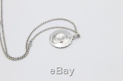Georg Jensen Rhodinated Sterling Silver Necklace w Black Daisy Pendant. Denmark