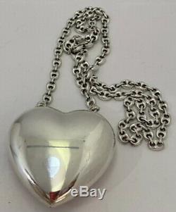 Georg Jensen Sterling Astrid Fog Gucci Link Necklace With Large Heart Pendant #126