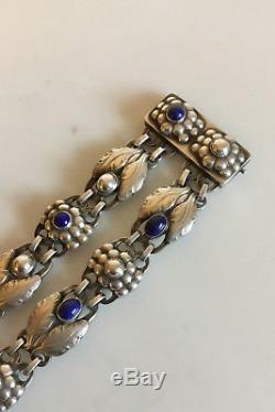 Georg Jensen Sterling Silver Art Nouveau Dobble Bracelet with Lapiz Lazuli