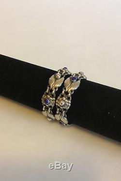 Georg Jensen Sterling Silver Art Nouveau Dobble Bracelet with Lapiz Lazuli