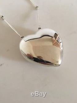 Georg Jensen Sterling Silver Astrid Fog Necklace with Large Heart Pendant No 126