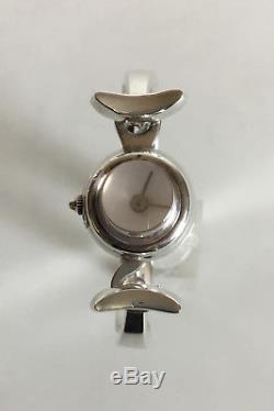 Georg Jensen Sterling Silver Bangle Watch with Rock Crystal Face No 231