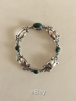 Georg Jensen Sterling Silver Bracelet #11 with Green Stones