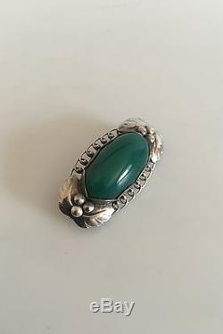 Georg Jensen Sterling Silver Brooch #223 with Green Agate