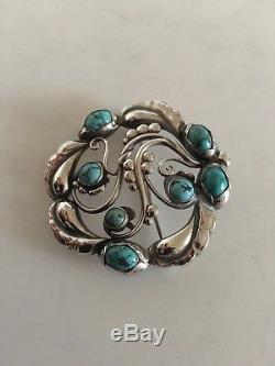 Georg Jensen Sterling Silver Brooch No. 159 ornamented with Turquoise