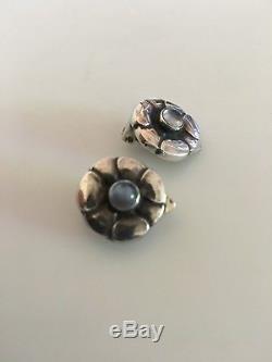 Georg Jensen Sterling Silver Earrings (Clips). No. 36 with Moonstones