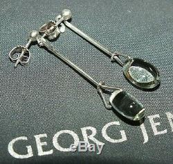 Georg Jensen Sterling Silver Earrings with Rock Crystal # 128 Denmark