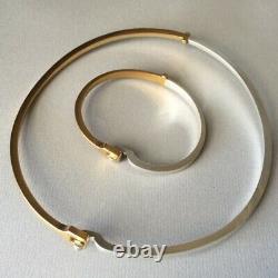 Georg Jensen Sterling Silver & Gold Vermeil Bracelet and Neck Ring Ensemble No