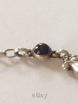 Georg Jensen Sterling Silver Necklace with Blue Stones #15. Measures 50,1cm