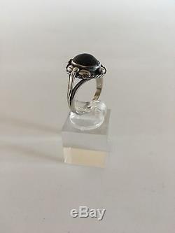 Georg Jensen Sterling Silver Ring #1 with a Shimmering Blue Stone