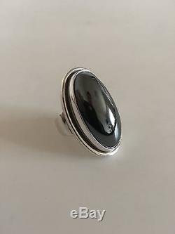 Georg Jensen Sterling Silver Ring #46E with Hematite Stone