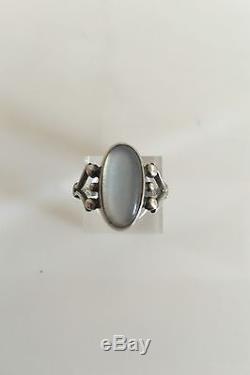Georg Jensen Sterling Silver Ring #8 Ornamented with Moonstone