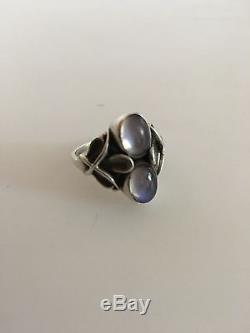 Georg Jensen Sterling Silver Ring No. 48 with Moon Stones