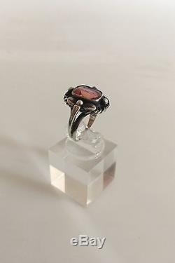 Georg Jensen Sterling Silver Ring with Orange Synt. Sapphire #10