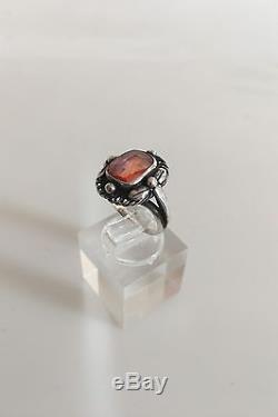 Georg Jensen Sterling Silver Ring with Orange Synt. Sapphire #10