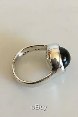 Georg Jensen Sterling Silver Sphere Ring No 473 with Black Agate