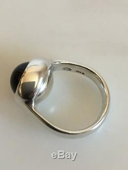 Georg Jensen Sterling Silver Sphere Ring No 473 with Black Agate